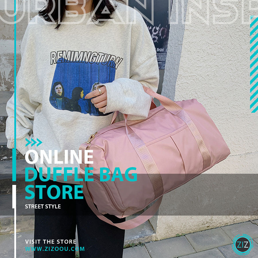 Túi duffle thời trang, màu hồng, chất liệu nhẹ và bền, thích hợp đựng đồ tập gym, đi du lịch ngắn ngày và sử dụng hàng ngày