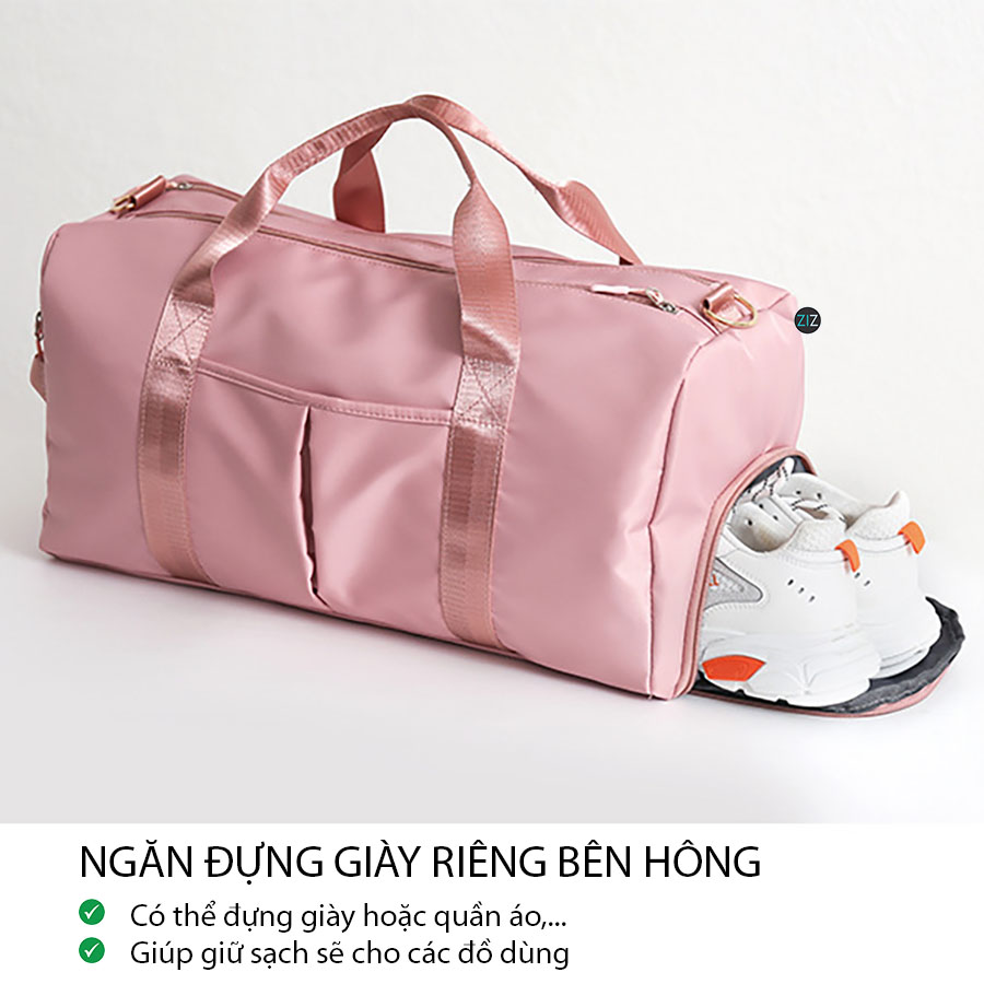 Túi du lịch nữ màu hồng, nhẹ và tiện lợi, ngăn chứa lớn, có ngăn đựng giày riêng biệt, thích hợp chơi thể thao, đi công tác