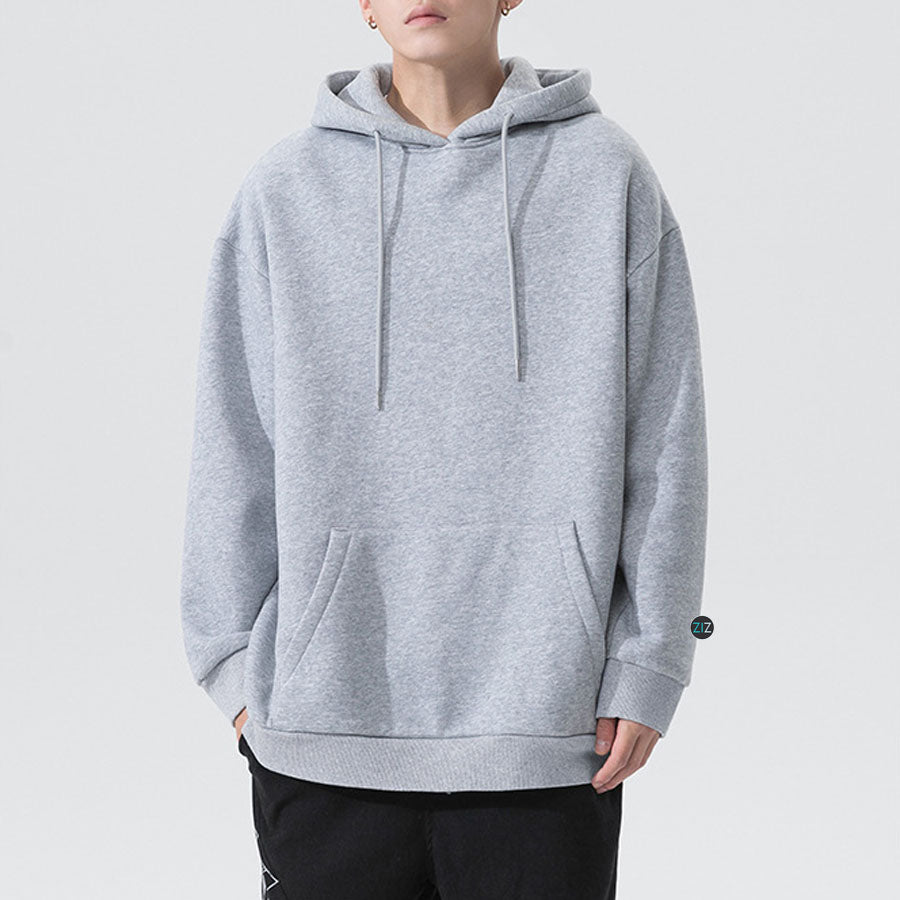 Áo Hoodie màu xám với kiểu dáng trơn suông form rộng thời trang Hàn Quốc, chất liệu vải nỉ chân cua thoáng mát, dễ phối đồ